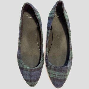 Gap Pointed Toe Flats Black Watch Plaid Size 8